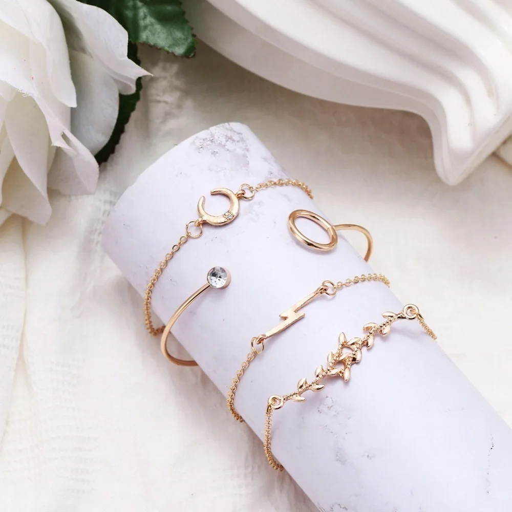 *AIRLIA* 4-Pc Gold Crescent Fashion Bracelet Set